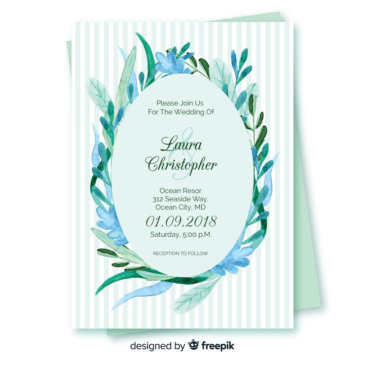 Vettore gratuito invito a nozze con elementi floreali