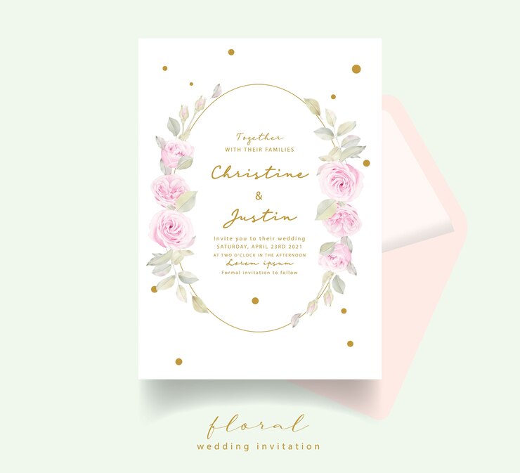 Vettore gratuito invito a nozze con rose floreali dell'acquerello