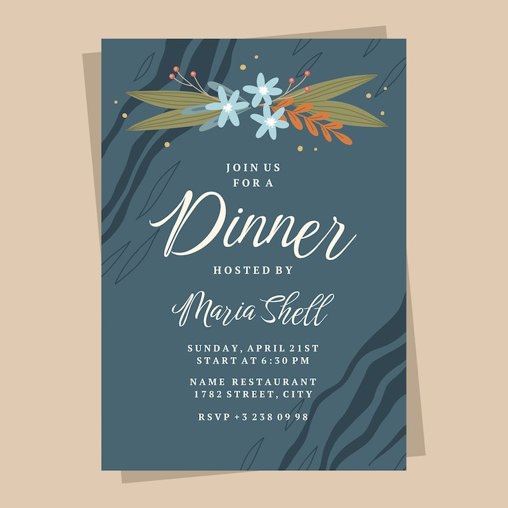 Vettore gratuito invito a una cena dal design piatto