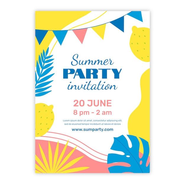 Invito a una festa estiva disegnato a mano