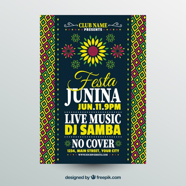 Invito alla festa junina con motivi e fiori