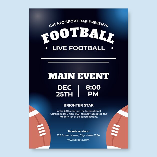 Invito alla partita di calcio dal vivo del birrificio gradiente
