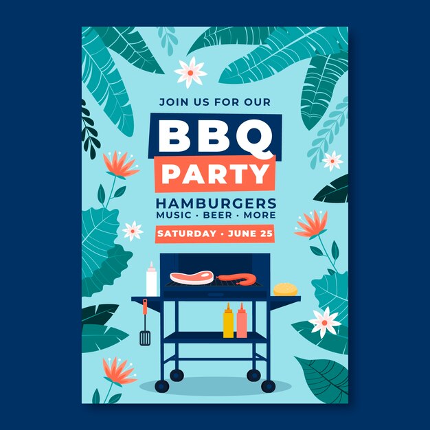 Invito barbecue estivo disegnato a mano