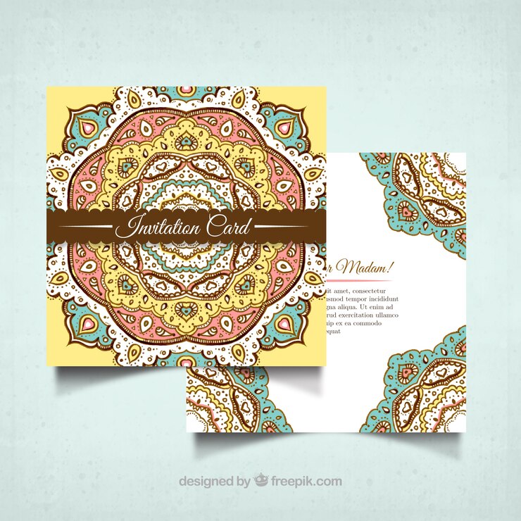 Vettore gratuito invito con mandala colorata