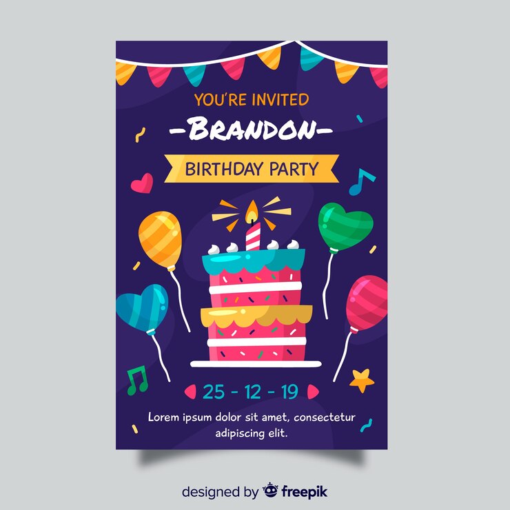 Vettore gratuito invito di compleanno per modello di bambini