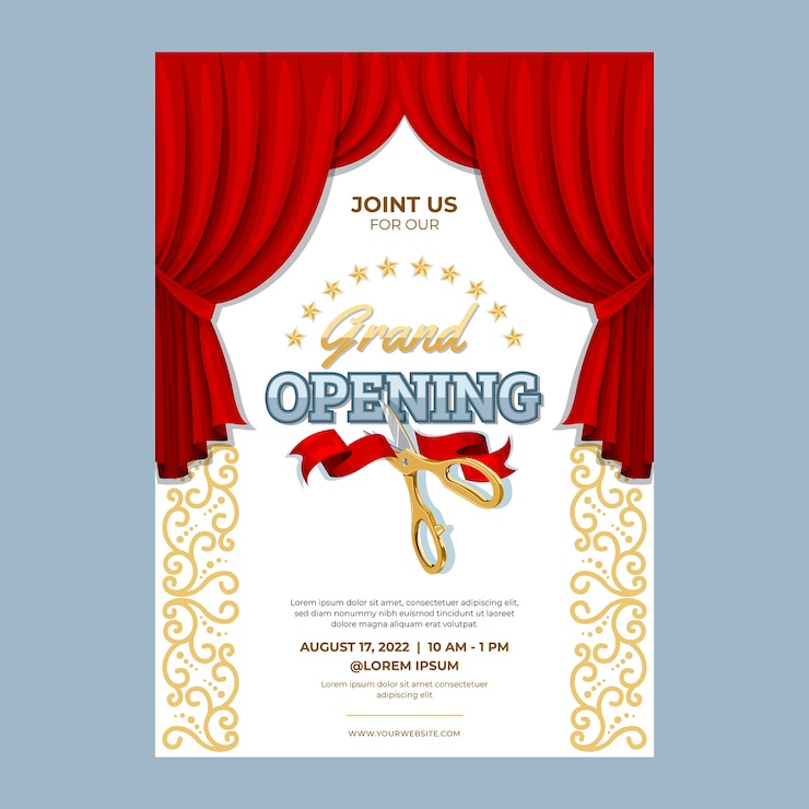 Vettore gratuito invito di inaugurazione disegnato a mano