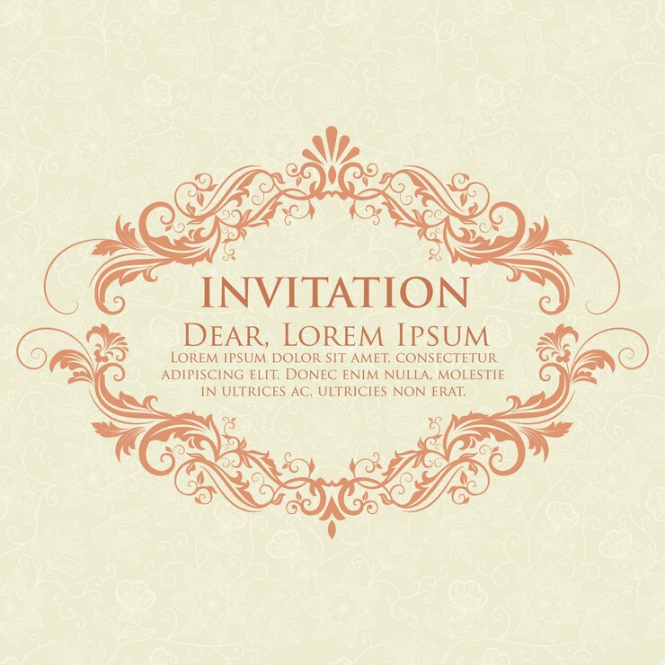 Vettore gratuito invito di nozze e scheda di annuncio con opere d'arte di sfondo d'epoca. elegante ornato sfondo damascato. elegante ornamento floreale astratto. modello di progettazione.