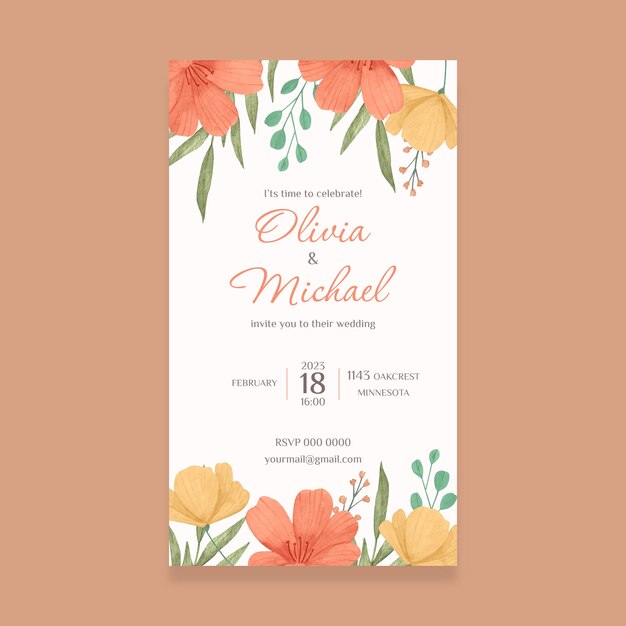 Invito digitale matrimonio acquerello
