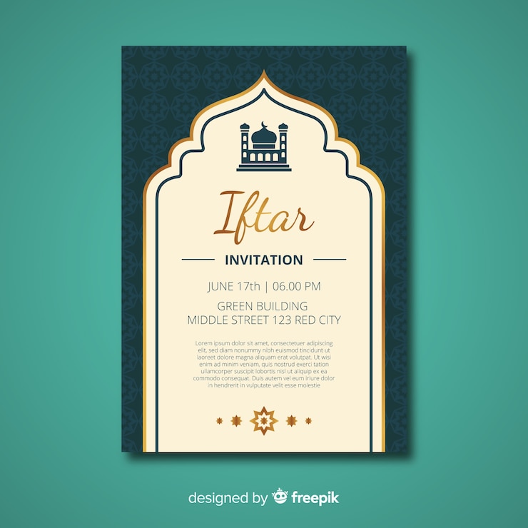 Vettore gratuito invito iftar piatto