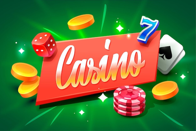 Iscrizione del casinò isolata su sfondo GR con icone del casinò. Illustrazione vettoriale.