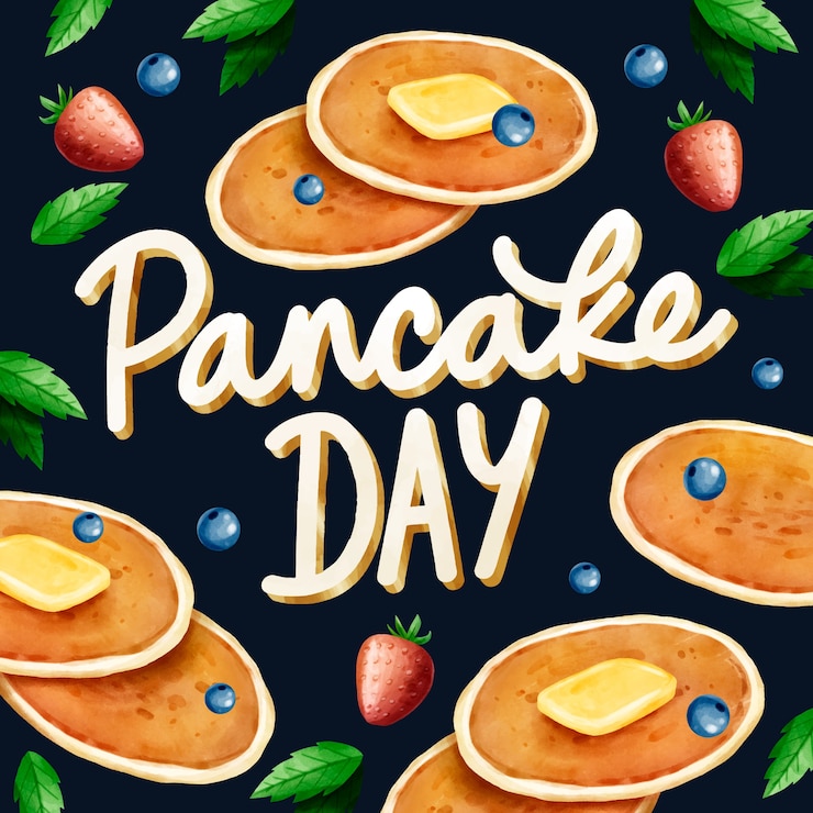 Vettore gratuito iscrizione del giorno del pancake dell'acquerello