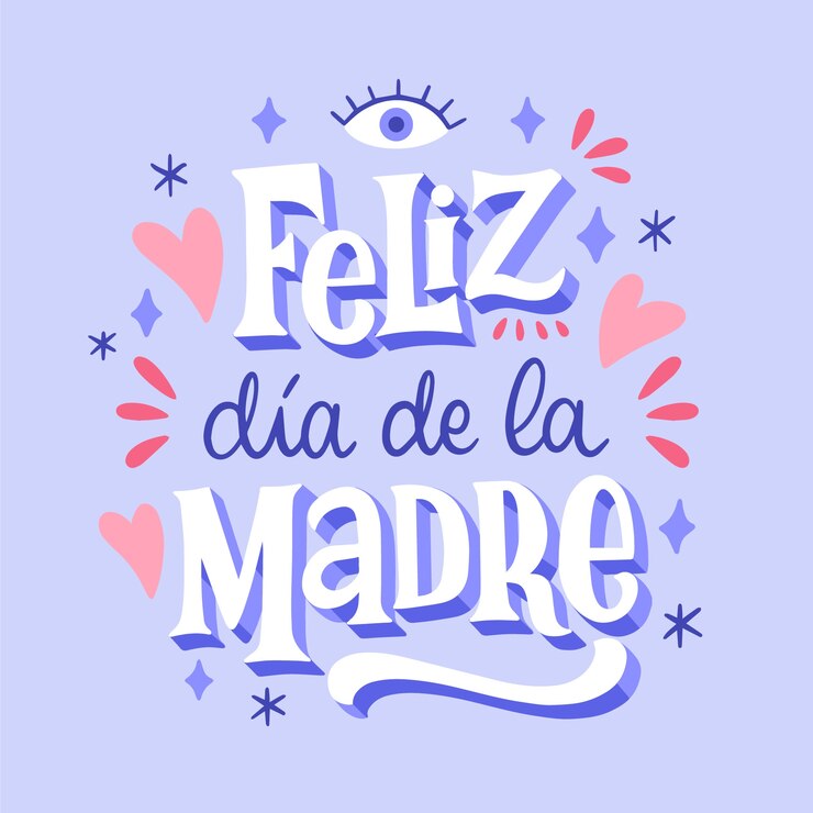 Vettore gratuito iscrizione della festa della mamma disegnata a mano in spagnolo