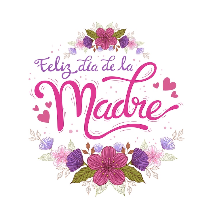 Vettore gratuito iscrizione della festa della mamma disegnata a mano in spagnolo