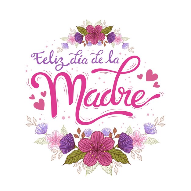 Iscrizione della festa della mamma disegnata a mano in spagnolo