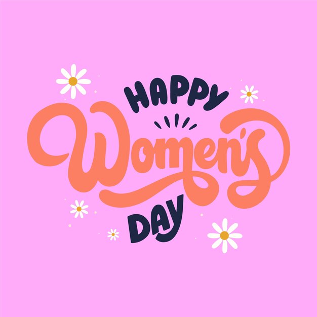 Iscrizione della giornata internazionale della donna disegnata a mano