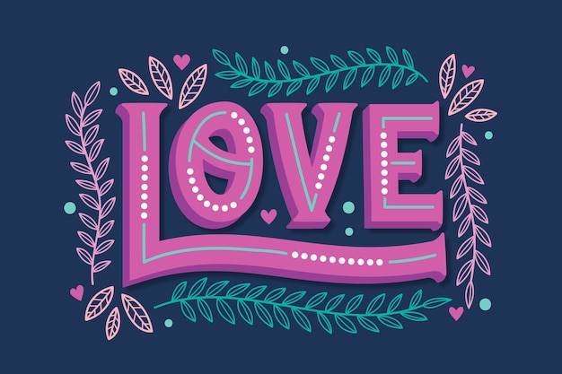 Iscrizione di amore nel concetto di stile vintage