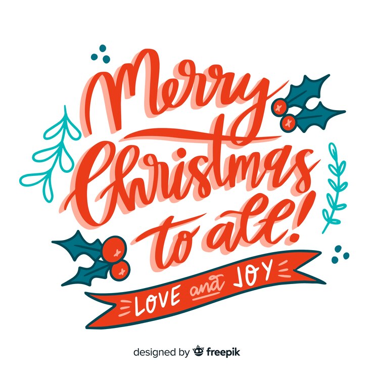 Vettore gratuito iscrizione di buon natale colorato