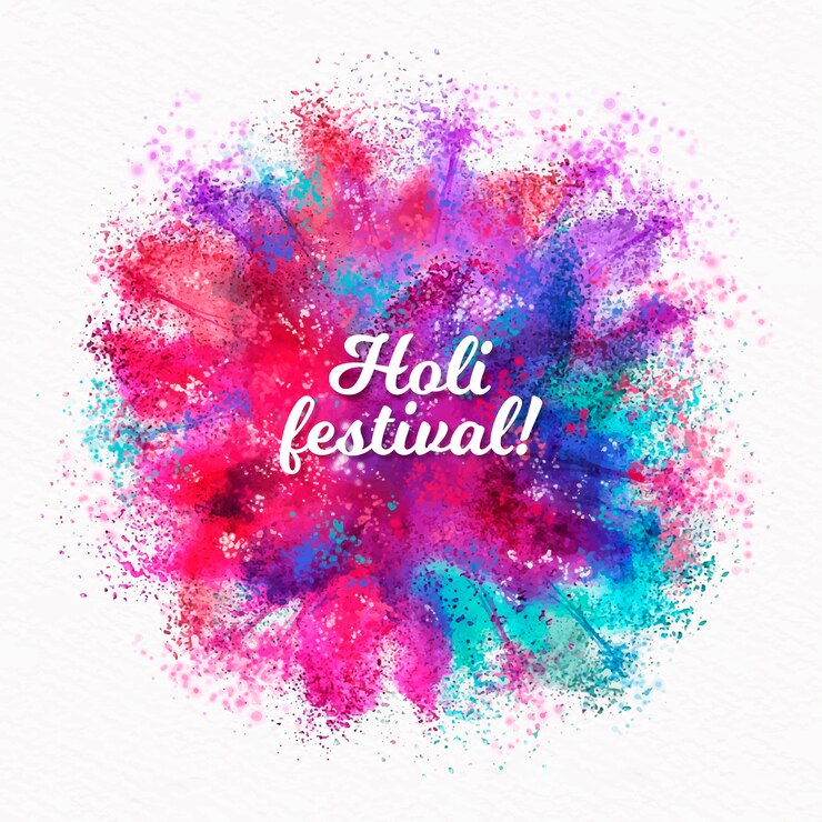 Vettore gratuito iscrizione di festival holi dell'acquerello