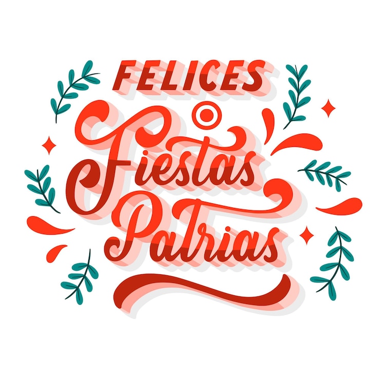 Vettore gratuito iscrizione di fiestas patrias de peru disegnata a mano