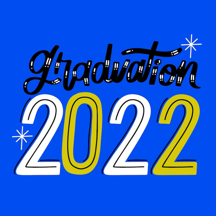 Vettore gratuito iscrizione disegnata a mano della classe del 2022