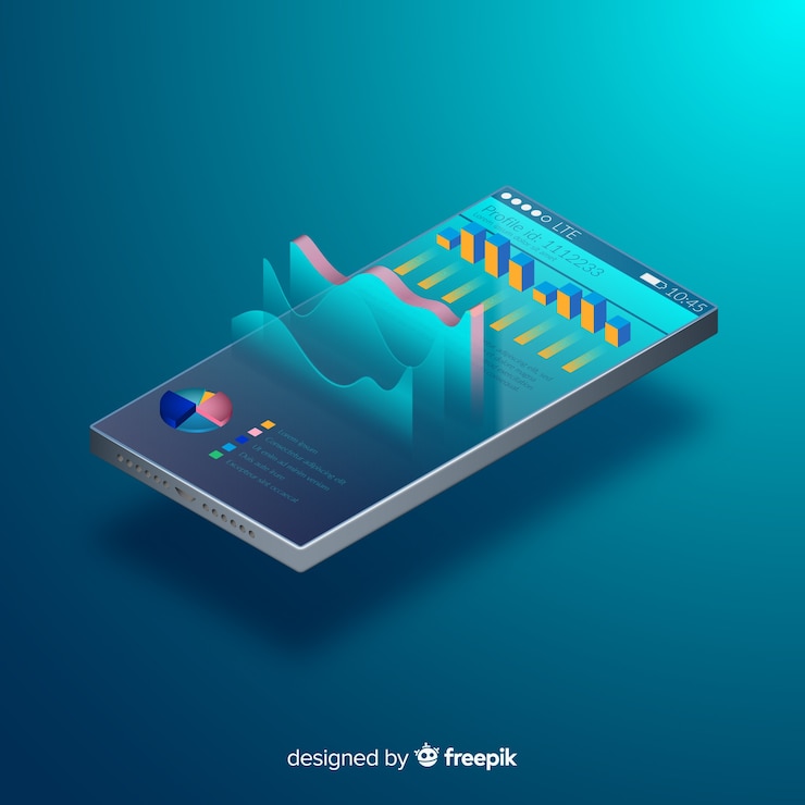 Vettore gratuito isometrica in esecuzione app mobile infografica