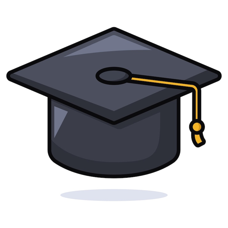 Vettore gratuito istruzione grad cap in stile cartone animato
