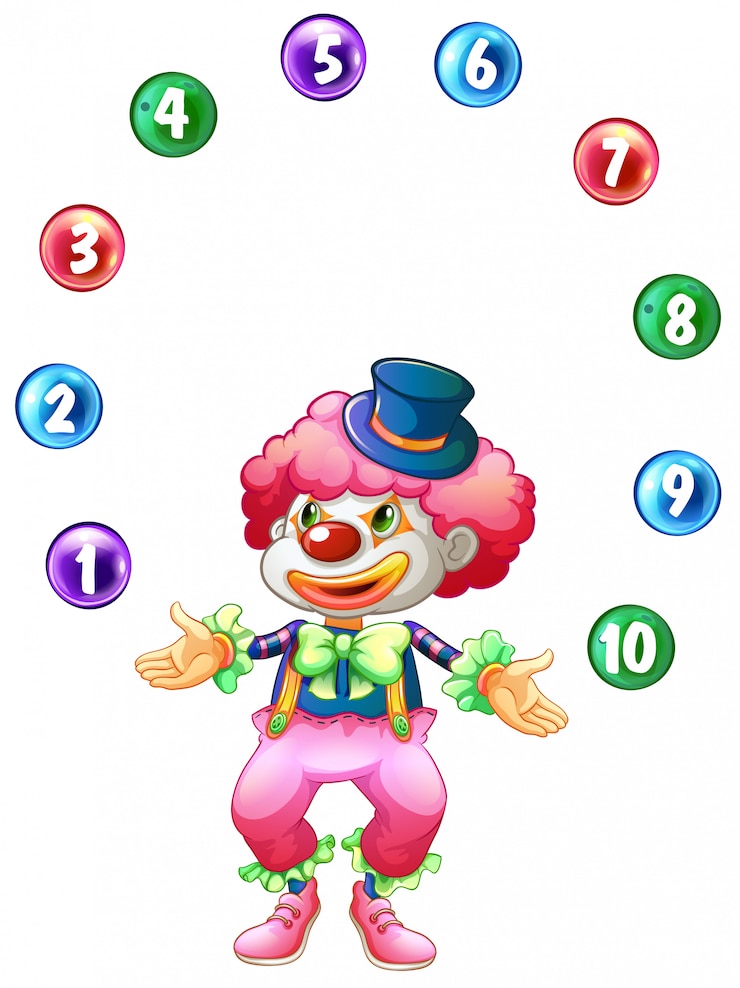 Vettore gratuito jester giocoleria palle con i numeri