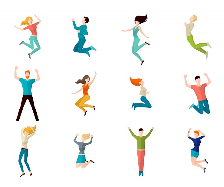 Vettore gratuito jumping people set