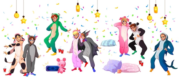 Kigurumi pigiama party giovani in costumi animali