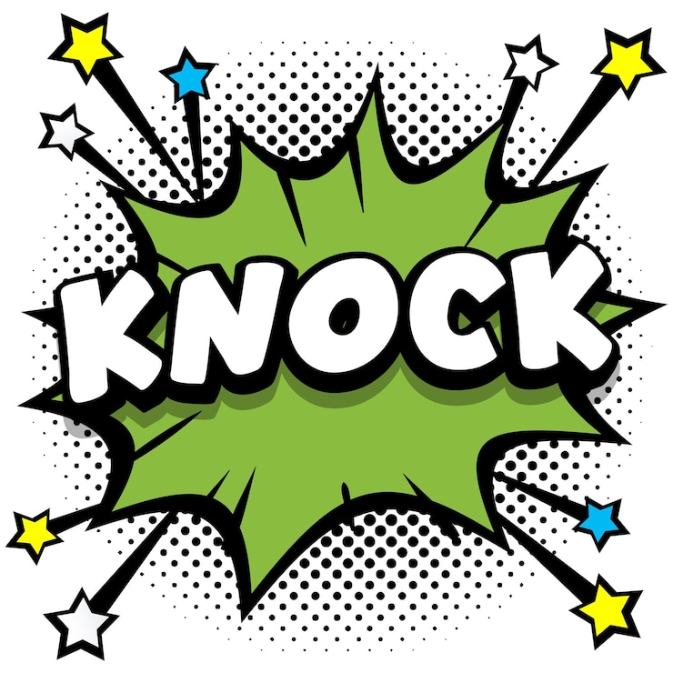 Vettore gratuito knock pop art fumetti fumetti libro effetti sonori