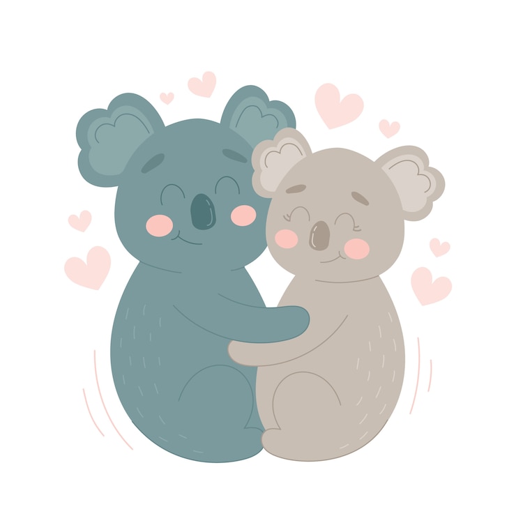 Vettore gratuito koala san valentino coppia di animali