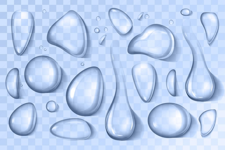 Vettore gratuito l'acqua pura fresca realistica fa cadere forme diverse
