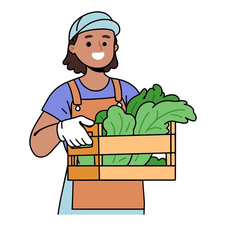 Vettore gratuito l'agricoltrice porta il raccolto di verdure biologiche