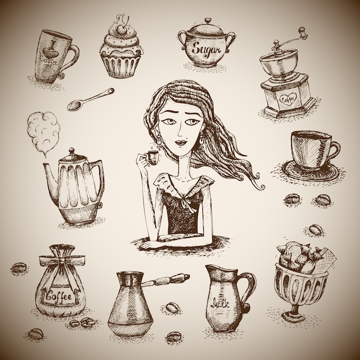 Vettore gratuito l&#39;amore per la scena del caffè