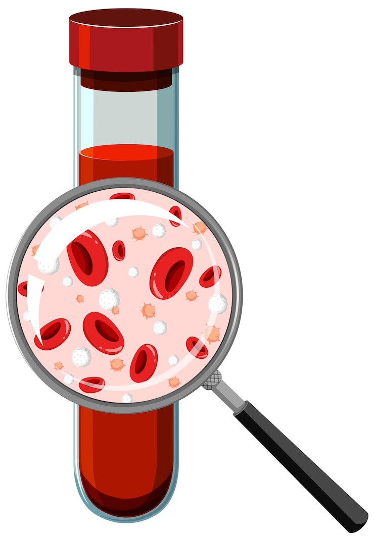 Vettore gratuito l'analisi del sangue e l'illustrazione della ricerca medica