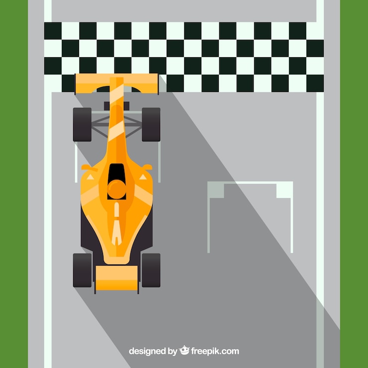 Vettore gratuito l'auto da corsa f1 attraversa l'arrivo