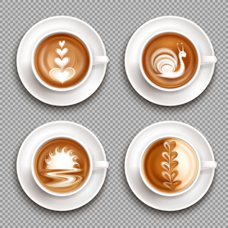 Vettore gratuito l'icona di vista superiore di quattro arti del latte ha messo con le composizioni bianche in arte sull'illustrazione superiore