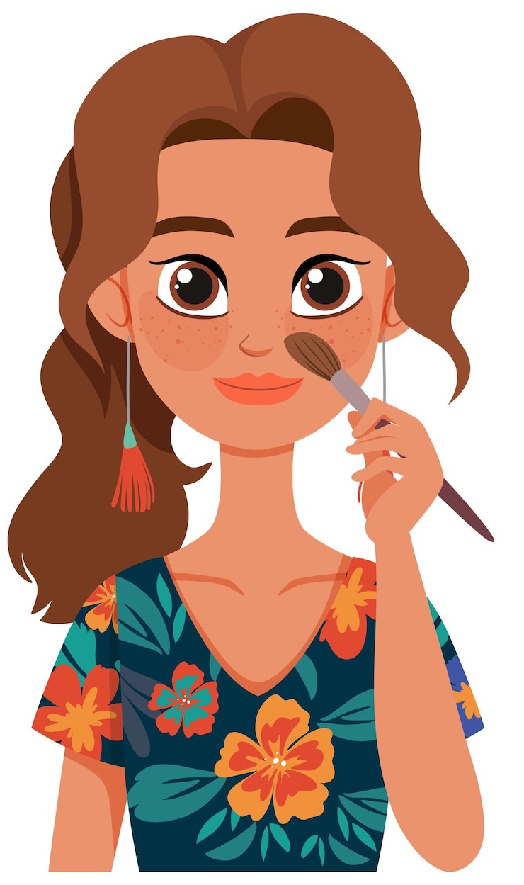 Vettore gratuito l'illustrazione di una donna che si trucca