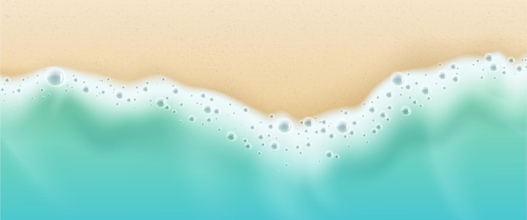 Vettore gratuito l'onda di mare schiumosa sulla spiaggia di sabbia vista dall'alto
