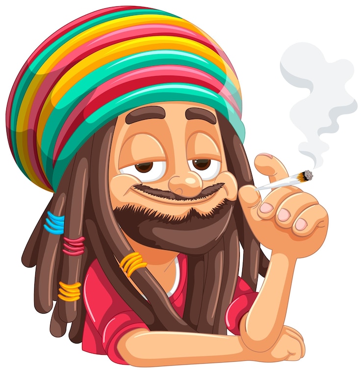 Vettore gratuito l'uomo rastafariano si gode un momento di pace