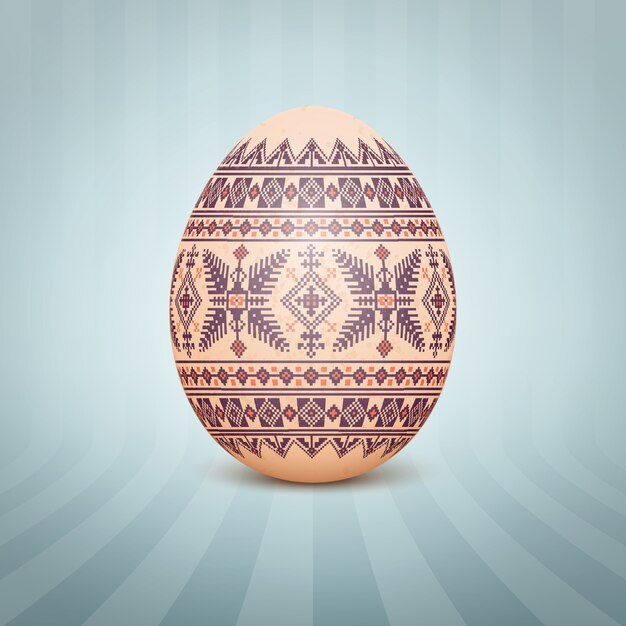 L&#39;uovo di Pasqua con un ornamento modello folk ucraino