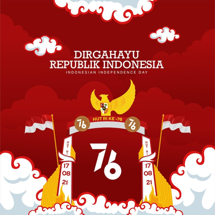 Vettore gratuito la 76a celebrazione del giorno dell'indipendenza dell'indonesia