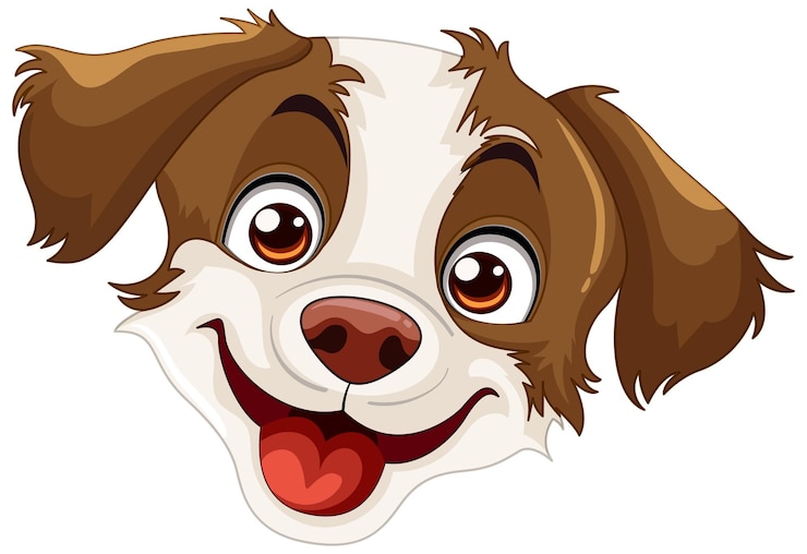 Vettore gratuito la faccia allegra del cane dei cartoni animati