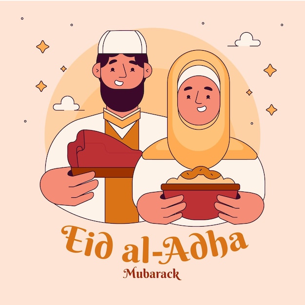 La gente celebra l'illustrazione di eid al-adha