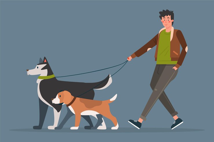 Vettore gratuito la gente che cammina il concetto di cane