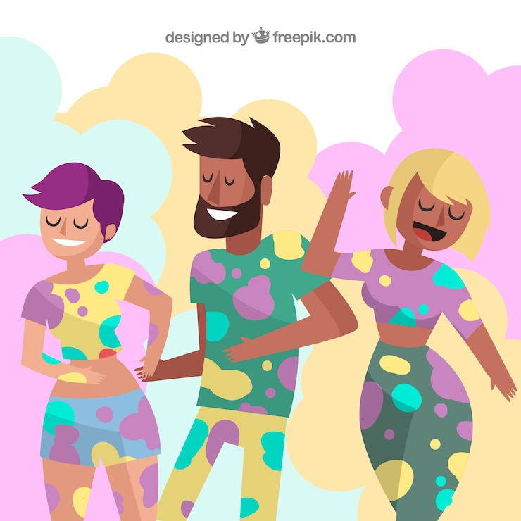 Vettore gratuito la gente che celebra lo stile disegnato di festival di holi a disposizione