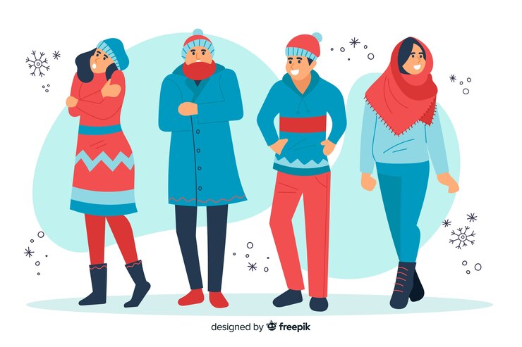 Vettore gratuito la gente dell'illustrazione che indossa i vestiti di inverno