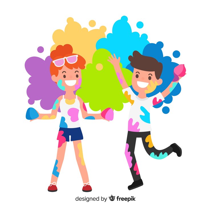 Vettore gratuito la gente si diverte al festival di holi