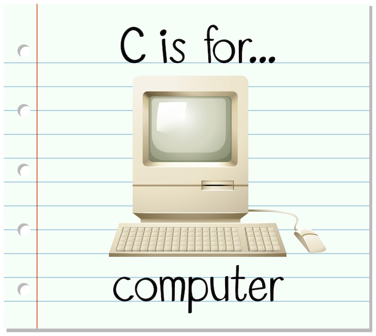 Vettore gratuito la lettera c di flashcard è per il computer