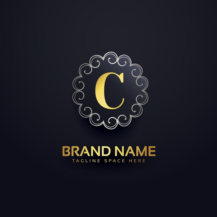Vettore gratuito la lettera c logo con la decorazione di turbinii